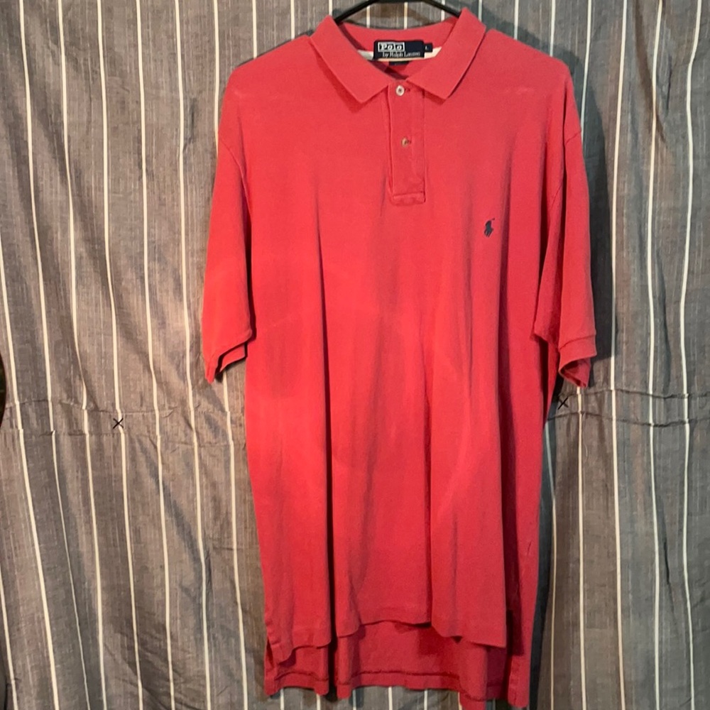 Polo by Ralph Lauren large 100% cotton red with navy blue logo